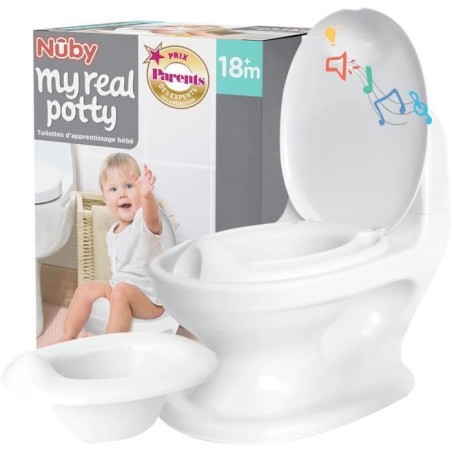Pot bébé pour apprentissage de la propreté - NUBY - My Real Potty - Pot enfant avec bruit de chasse d'eau - Piles incluses