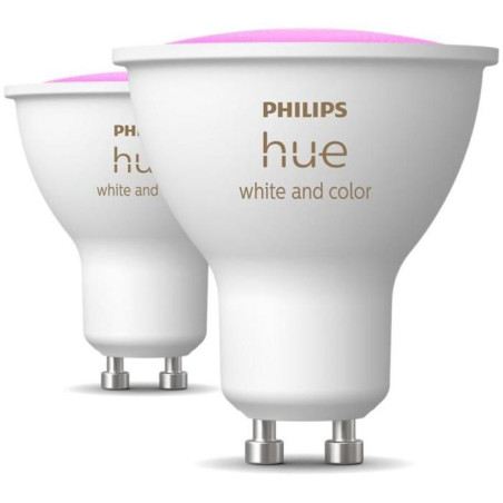 Ampoules LED connectées de marque PHILIPS, offrant une luminosité ajustable et une large gamme de couleurs.