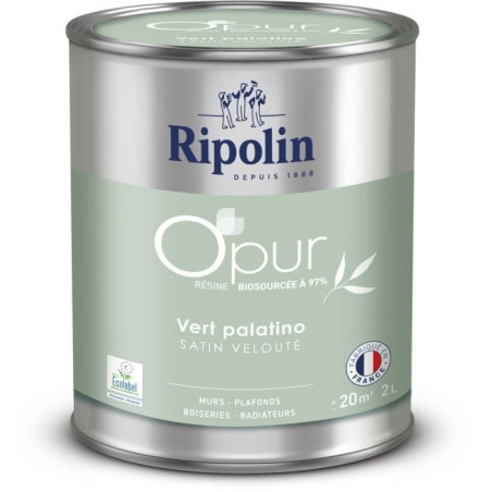 O'pur murs boiseries radiateurs vert palatino satin velouté - RIPOLIN - 2 L