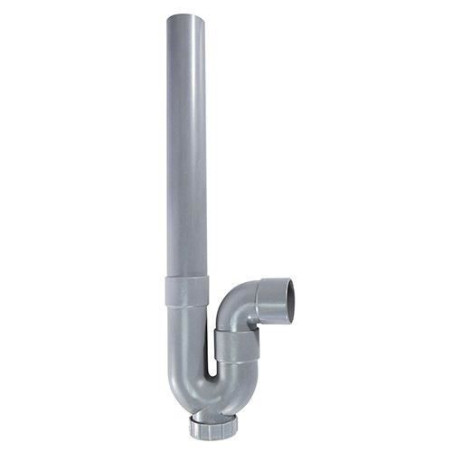 Siphon d'évacuation - ROUSEAU - Sortie horizontale - Ø40 mm - PVC gris - Filetage de 47,5 mm