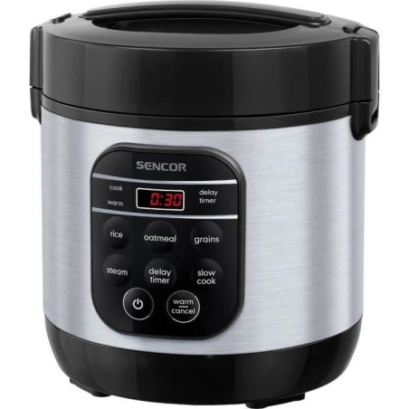 Cuiseur a riz Sencor SRM 0650SS - 5 modes de cuisson - Cuisson vapeur incluse - 600 ml - Noir/Argent
