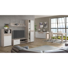GULADA Ensemble meuble télé - buffet 170cm - table a manger 160cm - Contemporain - Bl GULADA Ensemble meuble télé - buffet 170cm - table a manger 160cm - Contemporain - Bl