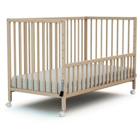 WEBABY - Lit bébé cododo en bois avec roulettes 60 x 120 LIO Hetre Brut -