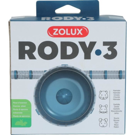 Roue d'exercice silencieuse adaptés aux cages Rody3 - ZOLUX - Rodylounge - Pour petits rongeurs - Bleu