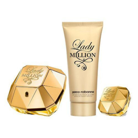Coffret de Eau de Parfum Femme Paco Rabanne Lady Million 3 pièces 185 ml