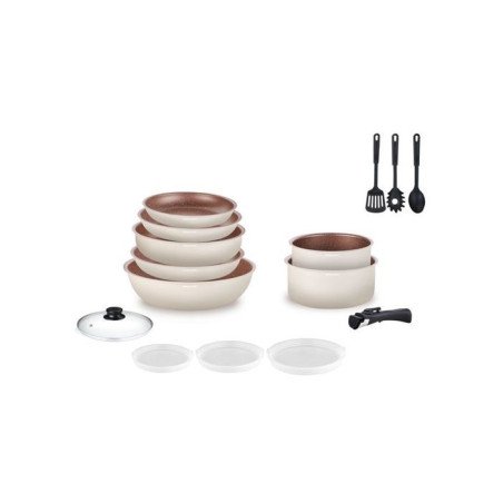 Batterie de cuisine Arthur Martin Batterie 18 pieces creme AM1453 CREME