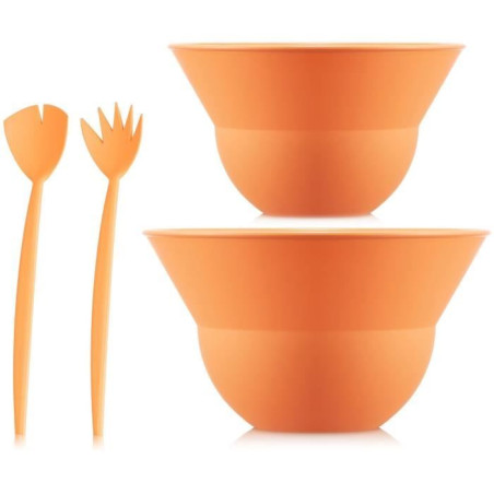 Ensemble de 2 bols 3 L et 4.9 L avec couverts a salade - BODUM - Topee - Bellini orange