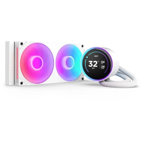 Watercooling - NZXT - RL-KR24E-W2 - Kraken Elite 240 RGB - Écran 2.72, panneau RGB personnalisable et ventilateurs RGB - Blanc