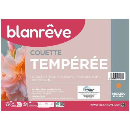 Couette - 140 x 200 cm - BLANREVE - Tempérée - 83g/m² - Motifs imprimés
