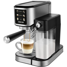 Machine expresso Sencor SES 4910SS - Cappuccino et espresso XL - Écran tactile - 20 bars - Noir/Argent