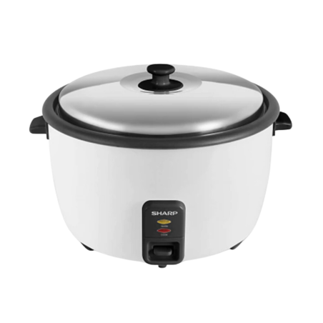Cuiseur à Riz Sharp - Rice Cooker avec Couvercle Inox, Pot Antiadhésif - Fonction Maintien au Chaud - 8,5l - 2800w - Blanc