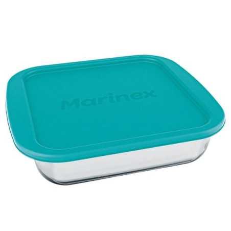 Plat de Cuisson en Verre Marinex - Plat À Four Carré Moyen avec Couvercle en Plastique - 1,8l