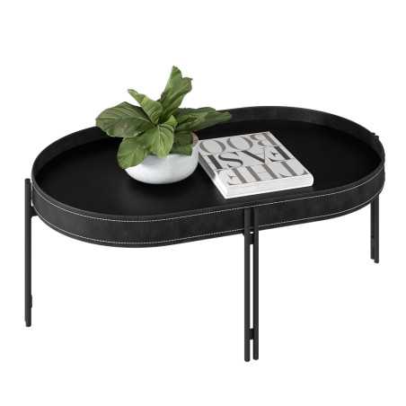 Table Centrale Monaco Black TX Linea Brasil - Table Basse en MDP et en Métal - 57 x 92 x 57 Cm - Noir