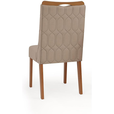 Lot de 02 Chaises Bia Dj Móveis - Chaise pour Salle à Manger en MDF avec Revêtement en Tissu - Freijo/suede Areia