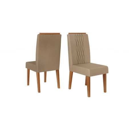 Ensemble de 2 Chaises Lia Dj Móveis - Chaises pour Salle à Manger en MDF avec Revêtement en Tissu - Freijo/veludo Kraft