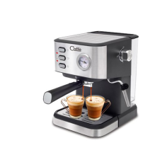 Machine à Expresso 20 Bars Vista - Cafetière avec Fonction Double Doses + Steamer - 1.5l - 1050W - Inox/noir