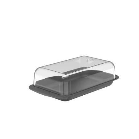 Ou - Beurrier Break - Boîte à Beurre avec Couvercle en Plastique Transparent - 17 x 9 x 5 Cm - Gris