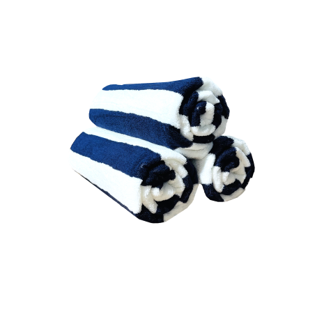 Serviette de Plage à Rayures Eurêka Home - 100% Coton - 80 x 150 Cm - 650g Bleu Marine/blanc