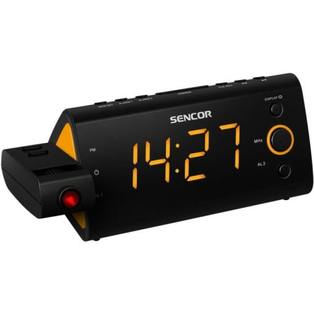 Radio-réveil - SENCOR - SRC 330 OU - Ecran LED 1,2" orange - Tuner FM - Projection heure - Noir