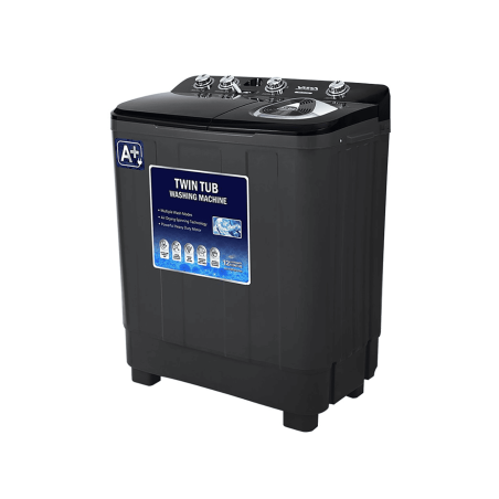 Machine à Laver Semi-automatique Double Cuve Vista - 10 Kg Lavage / 6,5 Kg Essorage - A+ - 560 W - Noir