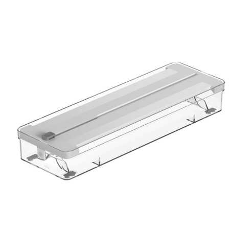 Ou - Coupe-Rouleau de Papier Film Clear Drawers - Distributeur de Film Alimentaire - 37,5 x 12,5 x 5,5 Cm - Blanc