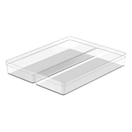 Ou - Bac de Rangement Clear Drawers - Organiseur pour Tiroir - Avec 2 Compartiments - 37,5 x 30 x 5,6 Cm - Naturel