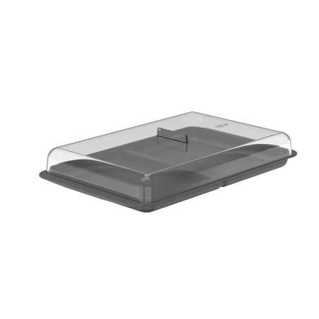 Ou - Double Boîte de Stockage pour Frigo Break - Boîte à Charcuterie avec Couvercle - 27,7 x 16,5 x 5,5 Cm - Gris