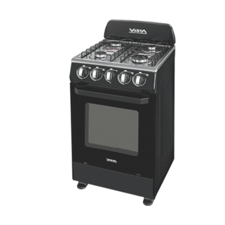 Cuisinière à Gaz 4 Feux Vista - Four à Gaz 60L Intégré - Noir