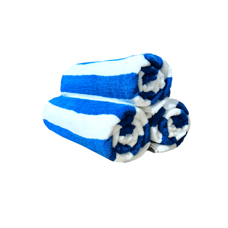 Serviette de Plage à Rayures Eurêka Home - 100% Coton - 80 x 150 Cm - 650g Bleu/Blanc