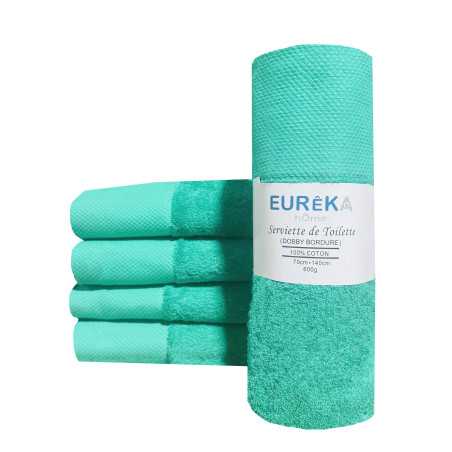 Serviette de Bain avec Bordure Dobby Eurêka Home - 100% Coton - 70 x 140 Cm - 600g - Violet