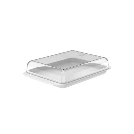 Ou - Boîte de Stockage pour Frigo Break - Boîte à Charcuterie avec Couvercle en Plastique Transparent - 19 x 13 x 4,5 Cm - Blanc