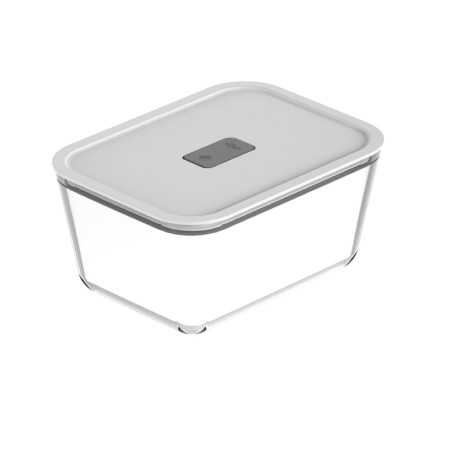 Ou - Boîte Hermétique Fresh Lock - Boîte de Conservation Alimentaire en Verre - Couvercle en Plastique Sans BPA - 2,4 L - Blanc