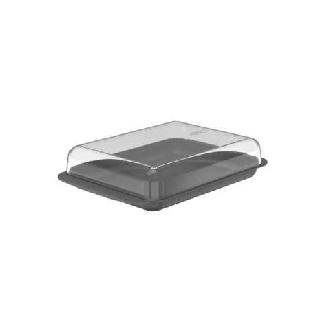Ou - Boîte de Stockage pour Frigo Break - Boîte à Charcuterie avec Couvercle en Plastique Transparent - 19 x 13 x 4,5 Cm - Gris