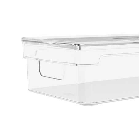 Ou - Bac de Rangement Clear - Pour Réfrigérateur/placard en Plastique avec Couvercle Transparent - 2,8 L - 30 x 15 x 7 Cm