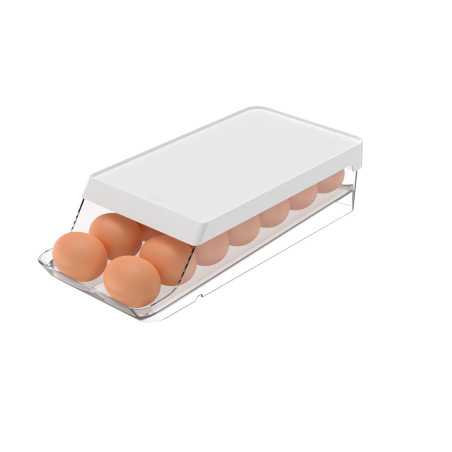 Ou - Rouleau Distributeur d'œufs Clear Fresh - Porte-œufs pour Réfrigérateur en Plastique - Pour 14 Œufs - Blanc