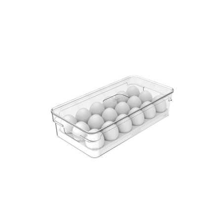 Ou - Organiseur d'Œufs Clear Fresh - Boîte à Œufs en Plastique Transparent - Pour 18 Œufs - Naturel