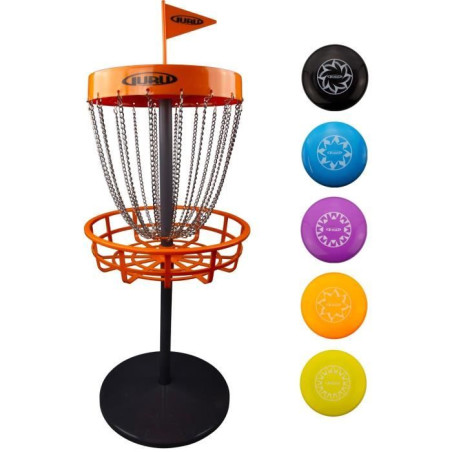 Disc golf mini basket set - SCHILDKROT&nbsp;6 Guru - 5 mini-disques - Jeu intérieur/extérieur - Jusqu'a 5 joueurs