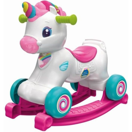 Licorne a bascule et a roues - Clementoni - Rose - Capteur de caresse et détecteur de mouvement