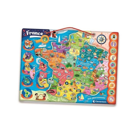 Puzzle magnétique de la France - Clementoni - Plateau avec la carte - 92 Pieces magnétiques - Jeu d'osbervations - Des 6 ans