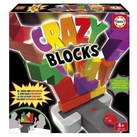 Jeu d'adresse - EDUCA - CRAZY BLOCKS - 15 blocs colorés - a partir de 4 ans - 2 joueurs ou plus