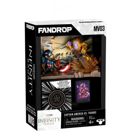 Figurine - FANDROP x MARVEL - Captain America vs Thanos - Vitrine avec scene culte + mini affiche - 18 cm
