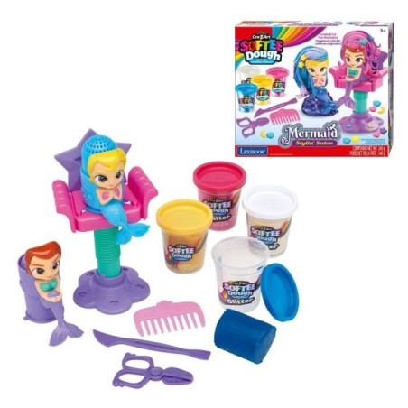 LEXIBOOK - Salon de coiffure scintillant pour sirenes en pâte a modeler douce et malléable