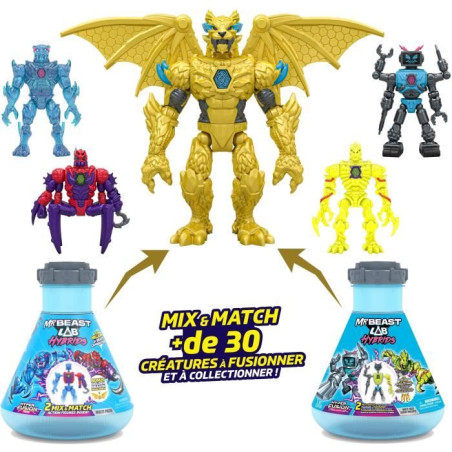 Pack de 2 figurines - MRBEAST LAB - Mix & Match - 2 FIG HYBRIDS + Moitié de figurine DRAGON