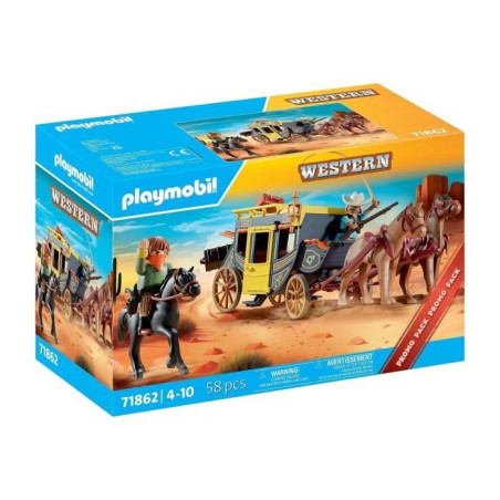 PLAYMOBIL 71862 Attaque de diligence au Far West, Promo Packs, Western, Pour les collectionneurs, 58 pieces, Des 14 ans