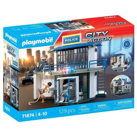 Playmobil 71874 Poste de police avec salle de recherches, Les policiers, City Action, 129 pieces, des 4 ans