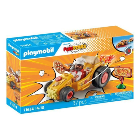 PLAYMOBIL 71634 Kart Pizzaiolo - Moteur rétractable - 1 personnage - 36 accessoires - Multicolore