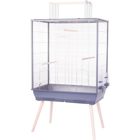 ZOLUX Cage grillagée surélevée pour oiseau Néolife - Pour perruche, calopsitte, canari - 81 x 48 x 152 cm - Néolife - Gris