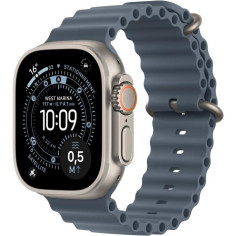 Apple Watch Ultra 3&nbsp;GPS + Cellular&nbsp;- 49mm&nbsp;- Boîtier Natural Titanium - Bracelet Anchor Blue OceanBand