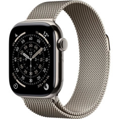Apple Watch Series 11&nbsp;GPS + Cellular - 42mm&nbsp;- Boîtier Natural Titanium - Bracelet Natural Milanese Loop