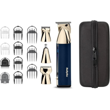 Tondeuse multi-usages sans fil - BABYLISS - MT992E Super-X Metal - Autonomie 5 h - 4 tetes - Edition Gold & Navy